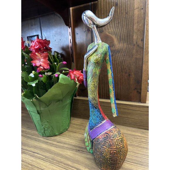 Set Of 3 Abstract Colorful Modern Art Sculptures With Silver Accents - Picture 5 of 13